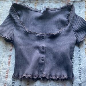 Garage cropped purple top, Medium